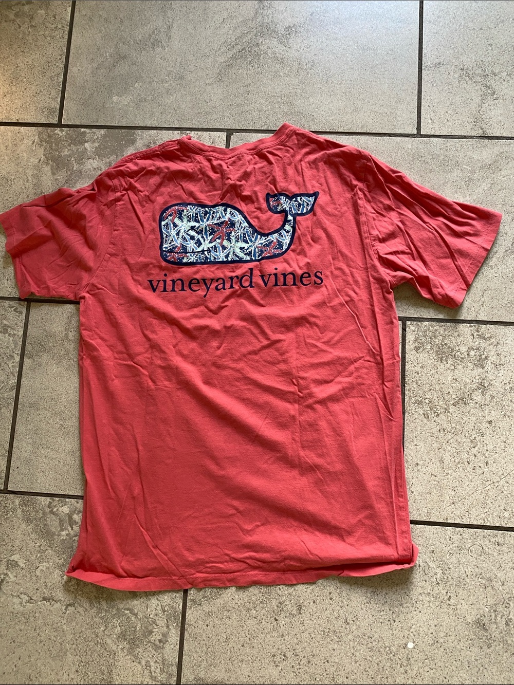 Vineyard Vines Coral Tee with Nautical Starfish Whale Graphic
